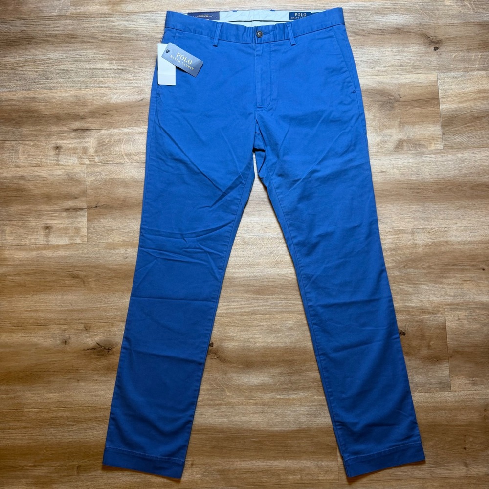 Polo Ralph Lauren Pants Mens 32x32 Blue Stretch Slim Fit Chinos Preppy New